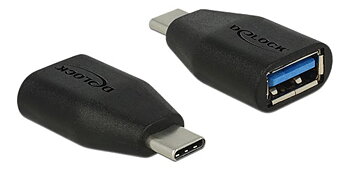 Delock SuperSpeed adapter USB-C hane till USB-A hona, 10 Gbps (USB 3.1 Gen 2), svart