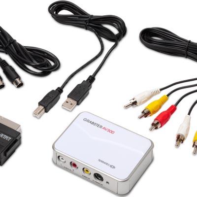 Videograbber, USB 2.0, MPEG-1/2/4, 720x576 vid 25fps, 1xKompositvideo, 1xS-Video, 2xRCA(ljud), 1m, svart/silver