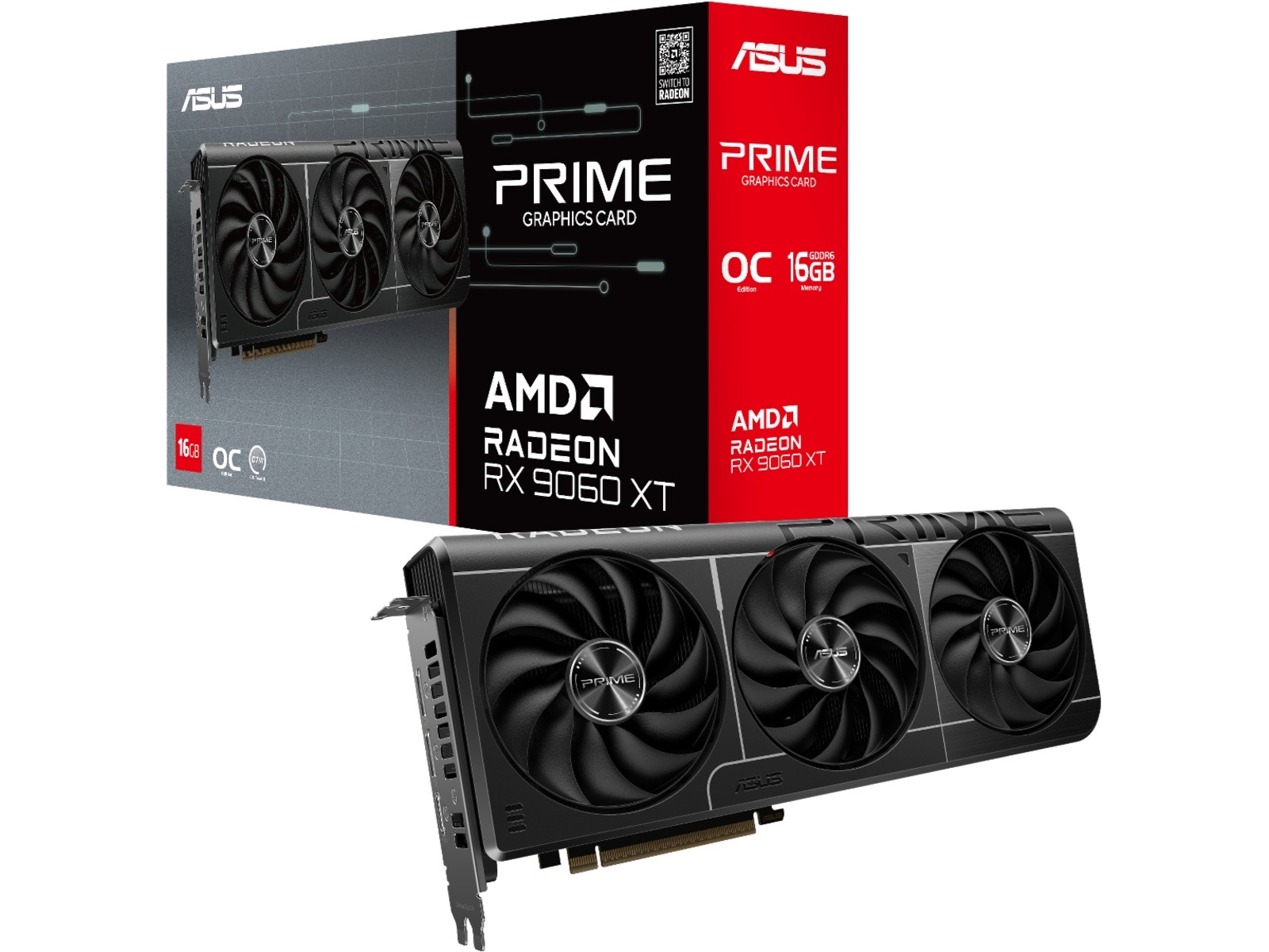 Asus Prime Radeon RX 9060 XT OC, PCI Express 5.0, 16GB GDDR6