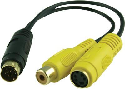 Konverter, MiniDin( 9-video)hanne Till 4-Pin MiniDin S-video +Composite RCA  hona
