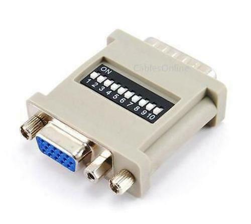 Adapter Apple Mac DB15 till HD15 VGA, Female VGA / Male DB15 Mac , med Dip Switches