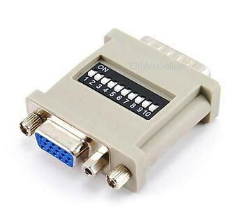 Adapter Apple Mac DB15 till HD15 VGA, Female VGA / Male DB15 Mac , med Dip Switches