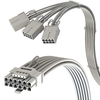 (AG-PW-8316-030WH )Adapterkabel för grafikkort, LINKUP AVA PCIE 5.0 12VHPWR 16-stifts (12+4) 16 AWG mantlad högspänningskabel för RTX4000 till 3X 8-stifts PCIE 4.0-30 cm (vit) Kompatibel med alla RTX4000 och GPU