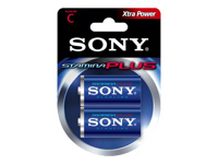 SONY 2x Battery 1.5V LR14 Blister Alkaline Stamina Plus Baby C