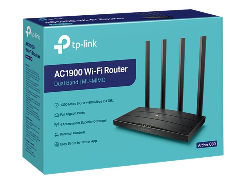 TP-LINK Archer C80 TP-Link Archer C80 AC1900 Dual band Wireless 802.11ac Gbit router 4xLAN MU-MIMO