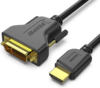 (B07D6RL3VN) Benfei HDMI till DVI-kabel 1,8 m tvåvägsinriktad DVI-D 24+1 hane till HDMI hane höghastighetsadapterkabel stöder 1080P Full HD kompatibel med Raspberry Pi, Roku, Xbox One, PS4 PS3