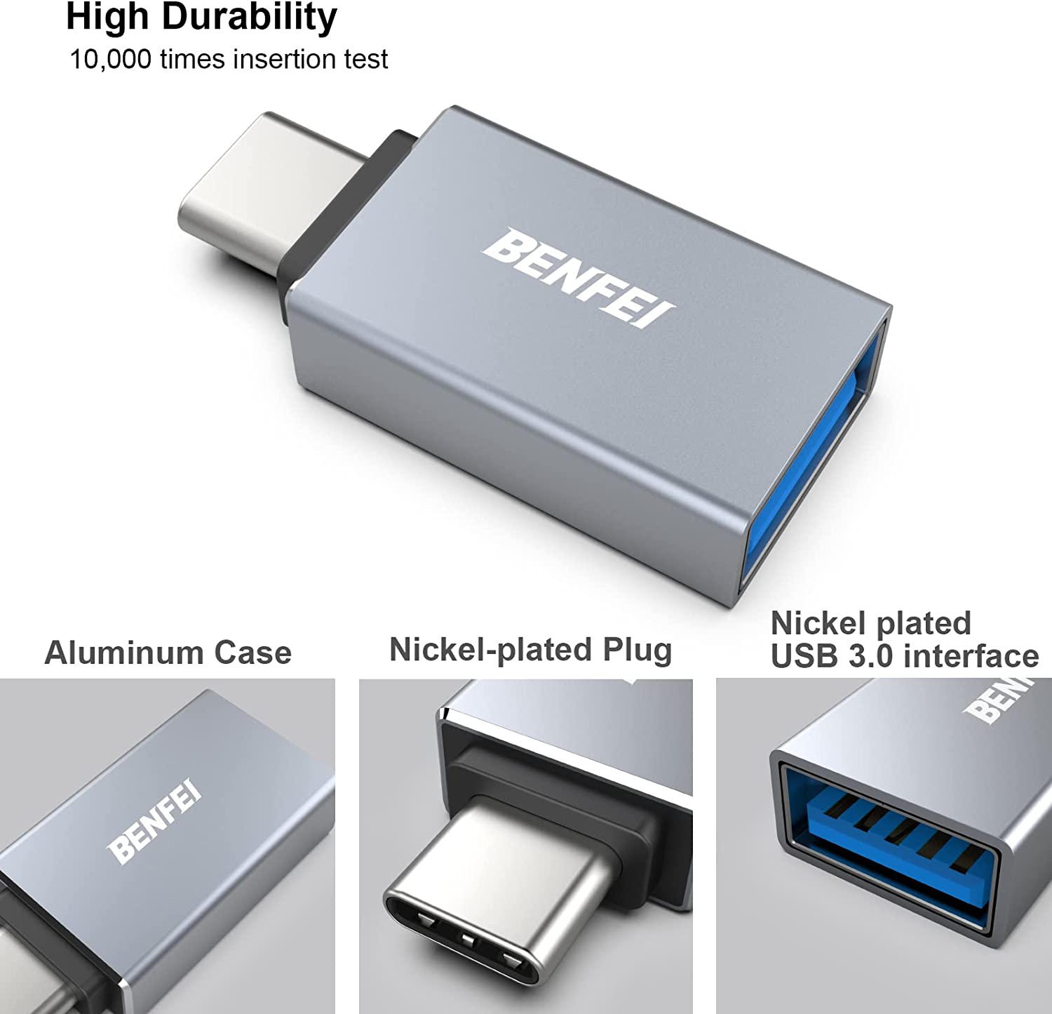 (B07DNQ9FD9 )BENFEI USB C till USB 3.0-adapter, USB C hane till USB A hona adapter kompatibel med MacBook 2018 2017 2016, Samsung Galaxy Note 8, Galaxy S8 S8+ S9, Google Pixel, Nexus med mera