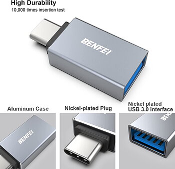 (B07DNQ9FD9 )BENFEI USB C till USB 3.0-adapter, USB C hane till USB A hona adapter kompatibel med MacBook 2018 2017 2016, Samsung Galaxy Note 8, Galaxy S8 S8+ S9, Google Pixel, Nexus med mera
