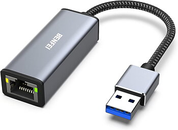 BENFEI Ethernet-adapter(B08KWC7D78 ), USB 3.0 till RJ45 1000 Mbps Gigabit LAN-adapter kompatibel med MacBook, Surface Pro, PC med Windows7/8/10, XP, Vista, Mac [aluminiumskal och nylonkabel]