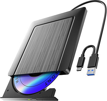(B0DKJ367XT) Extern CD DVD-enhet, ultratunn USB 3.0 & USB-C CD/DVD-enhet extern, CD DVD +/-RW ROM brännare optisk extern DVD-enhet för bärbar dator, PC, stationär dator, MacBook, Windows 11/10/8/7/XP/Linux/MacOS