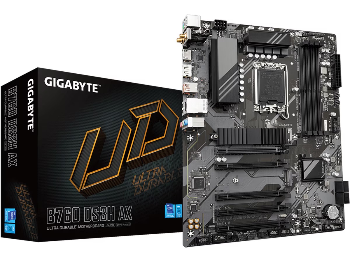 Gigabyte B760 DS3H AX Moderkort LGA 1700, ATX, DDR5, 1x PCIe 4.0, 2x M.2