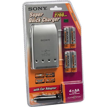 Sony Super Quick Charger, Batteriladdare  för AA och AAA batteri inkl. 4st AA Ni-MH batteri 2700mAh