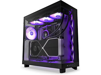 NZXT H6 Flow Case Dual Chamber RGB Mid Tower (svart), 3x 120 mm RGB-fläktar ingår, USB 3.2 Type-C, ATX/mATX/mITX