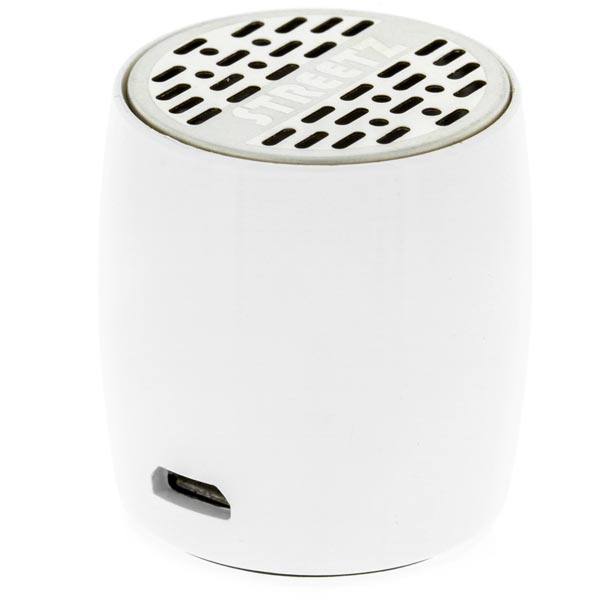 STREETZ minihögtalare med Bluetooth och inbyggt 300mAh Li-Ion batteri, högtalartelefon, 3W, vit