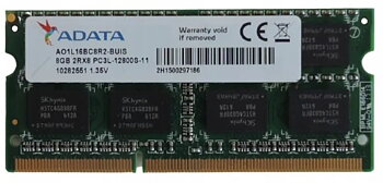 RAM minne 8 GB, DDR3 DDR3L, for laptops, ADATA (1600 MHz, 1.35 V, CL11, A01L16BC8R2-BUIS)