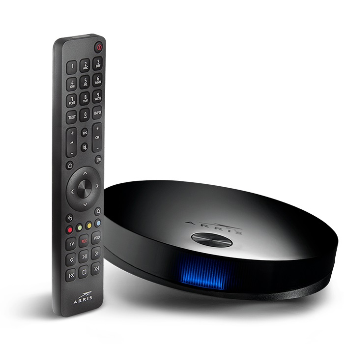Telia Arris VIP 4302 IP-TV Box, Komplett med fjärrkontroll och AC laddare