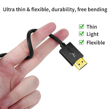 (X002HMUQKL) Twozoh Smal HDMI-Kabel 1M 2-Pack, Ultratunn Och Extrem Flexibel Sladd Stöder 4K@60Hz/2160P/1080P