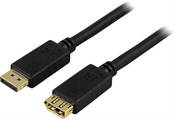 DELTACO DisplayPort förlängningskabel, Full HD i 60Hz, 4.96 Gb/s, 1m, svart, 20-pin Displayport ha - ho