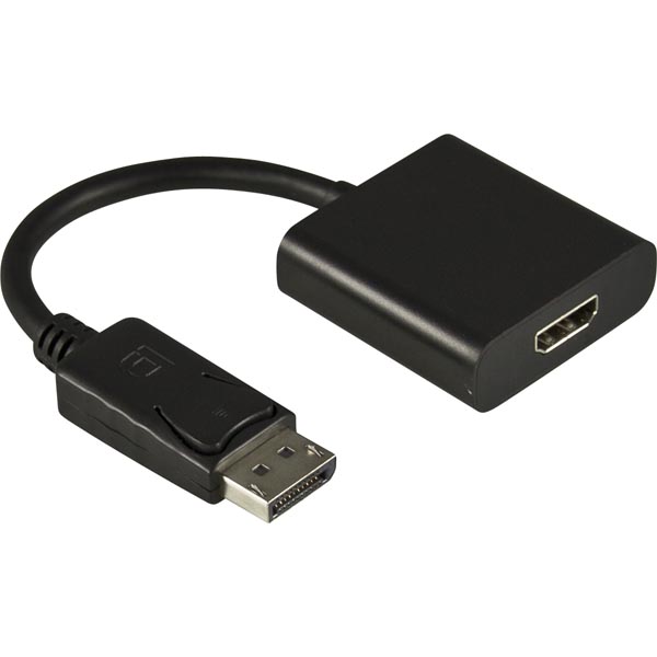 DELTACO DisplayPort till HDMI-adapter med ljud, 20-pin ha - 19-pin ho, 0,2m, svart