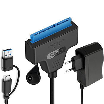 (B0FDG14ZP7) GERUI SATA USB-Adapter, Sata till kompatibel USB med externa och interna hårddiskar SSD/HDD 2,5/3,5-tums, kompatibel med 12 V 2 A nätaggregat, Windows, Mac och Linux