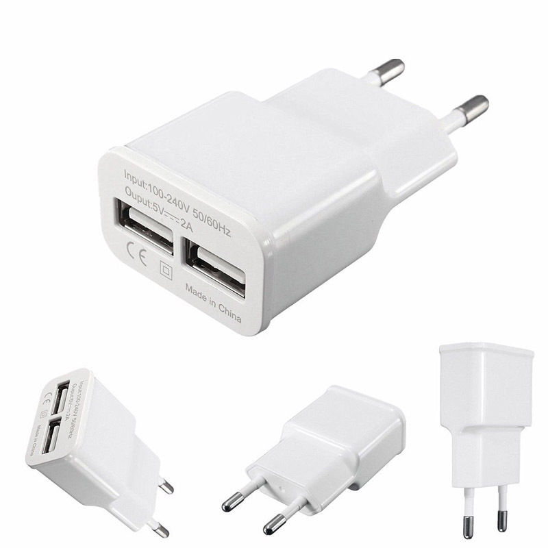 Wall Charger Adapter(FZ6031) For Samsung Apple iPhone Hot 5V 2A Double USB 2-Port, Vit