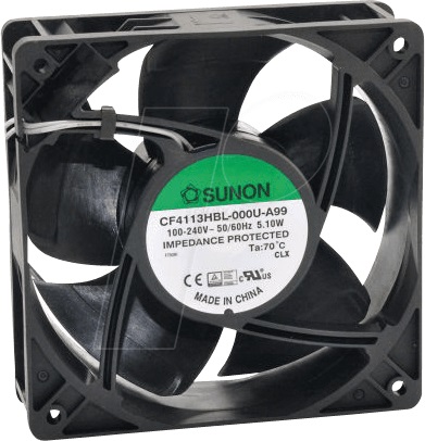 Sunon, Kullager fläkt,  GF80251B3-000U-AE9 - Axialfläkt DC 80x80x25mm 12V 90m³/h IP68, Sunon