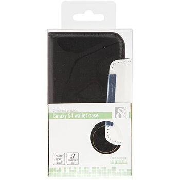 Plånboksfodral av konstläder för Samsung Galaxy S4, 3 kreditkorts platser, magnetlås, svart/vit
