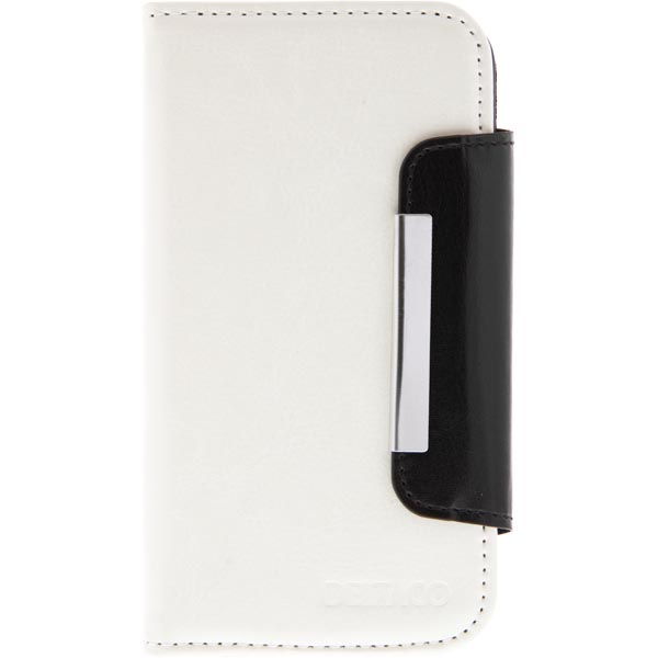 Plånboksfodral (GLX-340)av konstläder för Samsung Galaxy S4, 3 kreditkorts platser, magnetlås, vit