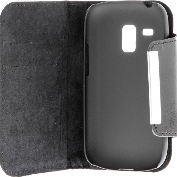 Läderfodral (GLX-393A) för Samsung Galaxy S3 mini, 2 kreditkorts platser, magnetlås, Vit