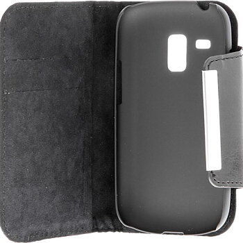 Läderfodral (GLX-393A) för Samsung Galaxy S3 mini, 2 kreditkorts platser, magnetlås, Vit