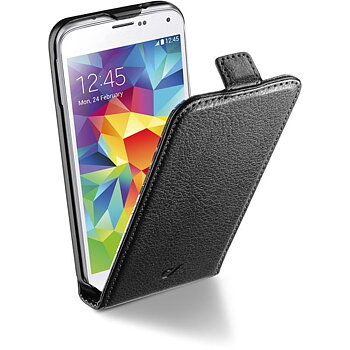 (GLX-607 )CellularLine Flap Essential, konstläderfodral för Samsung Galaxy S5, magnetlås, svart