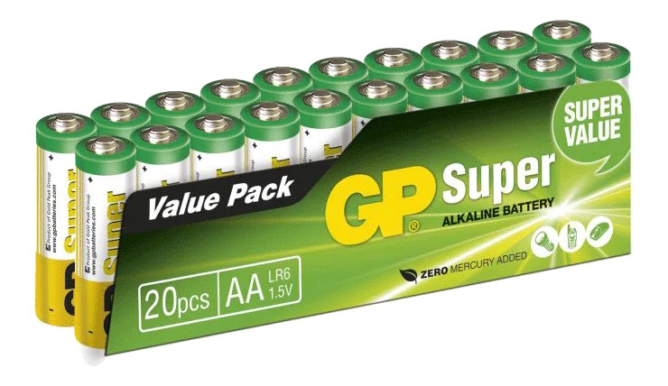 Super Alkaline AA-batteri, 15A/LR6, 20-pack