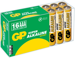 GP Batteri LR03(AAA), 16st i förpakningen, Alkaline 1,5V,