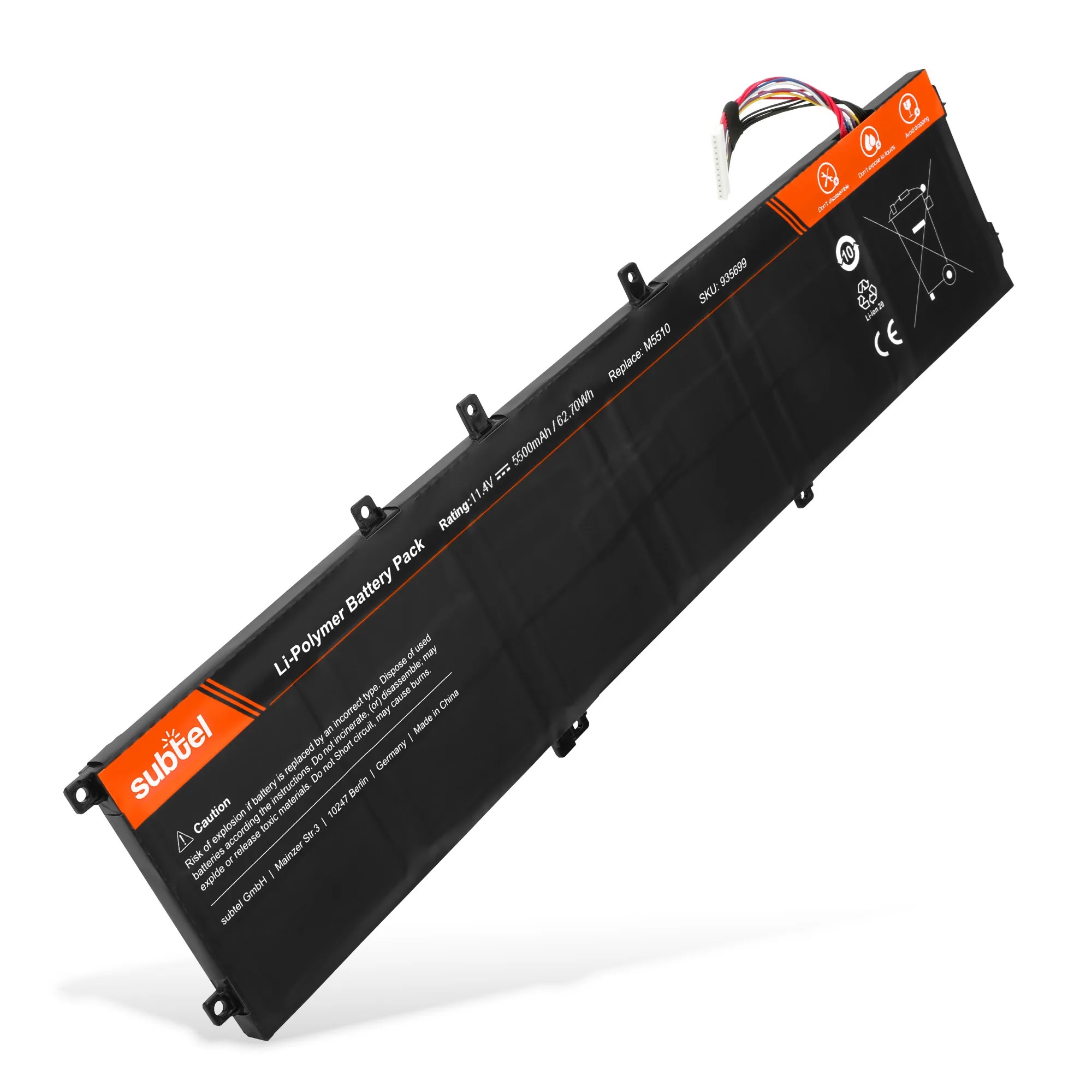 Ersättningsbatteri till Dell XPS 15 9530, XPS 15 9550, Precision 5510, 4GVGH, 1P6KD, 01P6KD 11.4V 5500mAh
