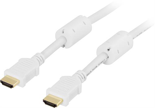 DELTACO HDMI kabel, HDMI High Speed with Ethernet, HDMI Type A ha, 4K, 7m, Vit