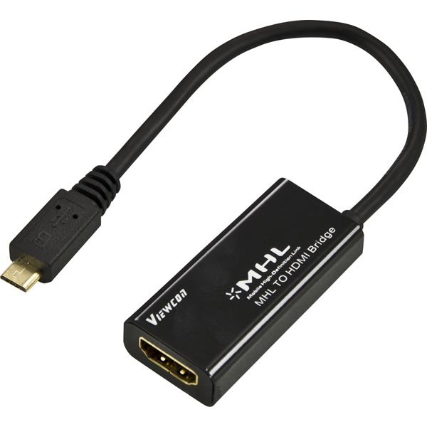 MHL till HDMI-adapter, USB Typ Micro B ha till HDMI 19-pin ho, 0,2m, svart