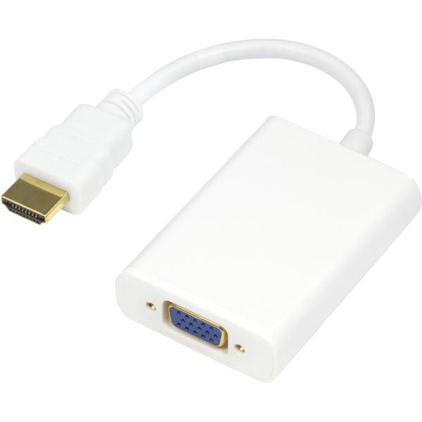 DELTACO HDMI till VGA och ljud-adapter, 0,2m, vit