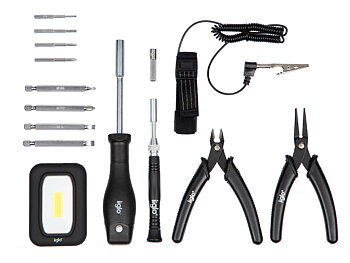 (IIPCTOOLSM2)iiglo byggverktyg till PC, 16 delar, PC byggverktyg, ljus, bits, 2 tänger, antistatisk band