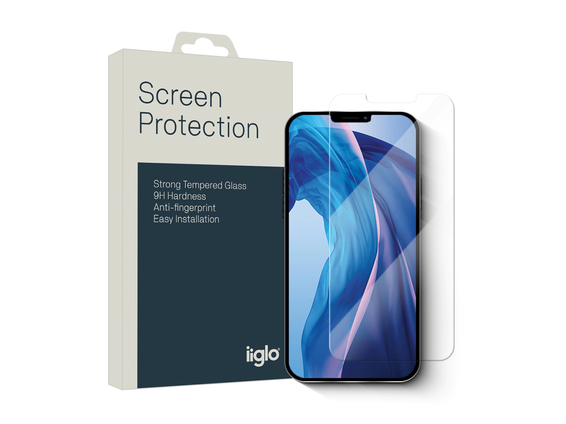 iPhone 12 /12 Pro Max heltäckande skärmskydd från iiglo, härdad glas