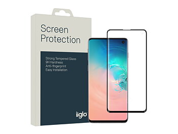 Samsung Galaxy S10e skärmskydd, iiglo härdat glas, ram, heltäckande, case friendly