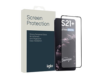Galaxy S21 Plus Skärmskyddare 2,5D från iiglo, Kompatibel med fingeravtrycksläsare, täcker hela skärmen, enkel installation