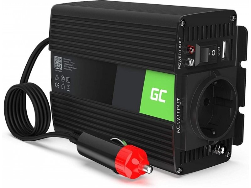 (INV30) Green Cell Power Inverter, Växelriktare Transformator 24V DC till 220V AC,  kopplas till Ciggaretuttag eller Bilbatteri,  150W/300W Ren Sinusvåg, Pure sine