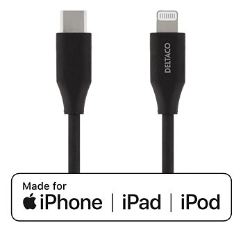 DELTACO USB-C Till Lightning kabel,  Typ C hanne Till Lightning hanne 1m, Silver