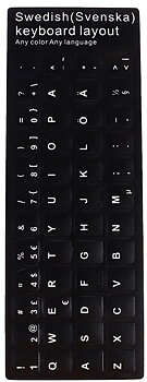 (KeyboardStickers ) Klistermärke Tangentbord ÅÄÖ Svenska Svart, Tangentbordsetiketter för utlänska tangentbord(Svart eller Vit)
