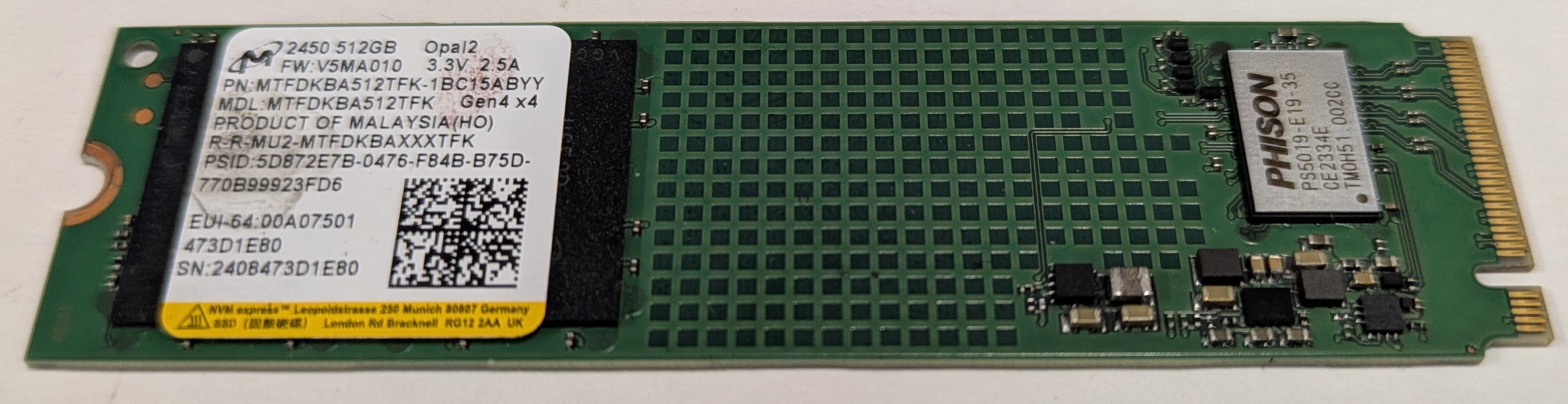 (KN.51204.038) M.2 SSD för Acer Aspire A315-59, 512GB (Använt)