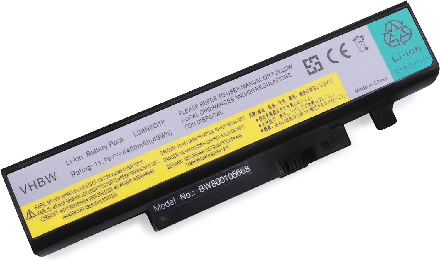 (L10L6Y01 )vhbw batteri 4400 mAh (11,1 V) passar för bärbar dator Lenovo IdeaPad Y460 Y460A Y460C Y460N Y460P Y560 Y560A Y560DT-ISE Y560G Y560P Y560PT-ISE, 11,1V 4400mAh(49Wh)