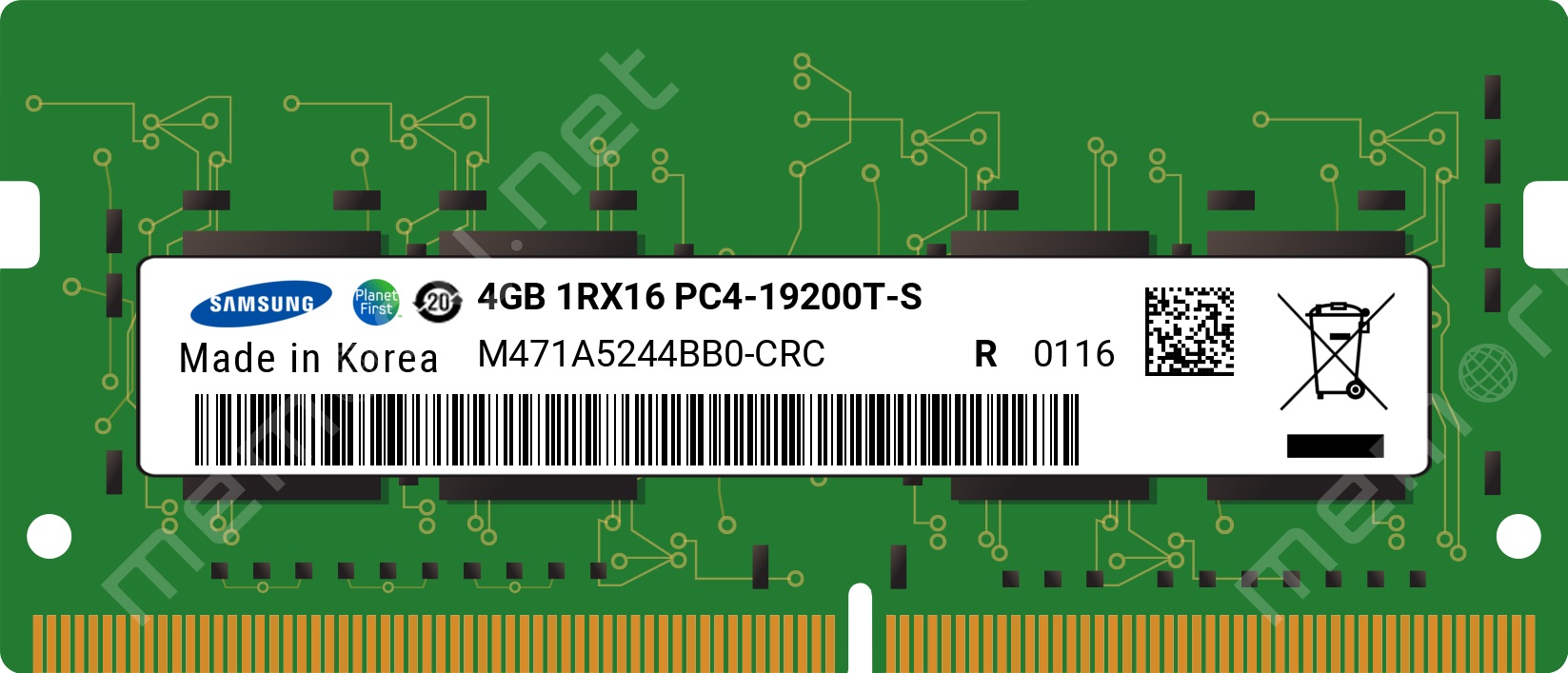 M471A5244BB0-CRC - Samsung 1x 4GB DDR4-2400 SODIMM PC4-19200T-S Single Rank x16 Module