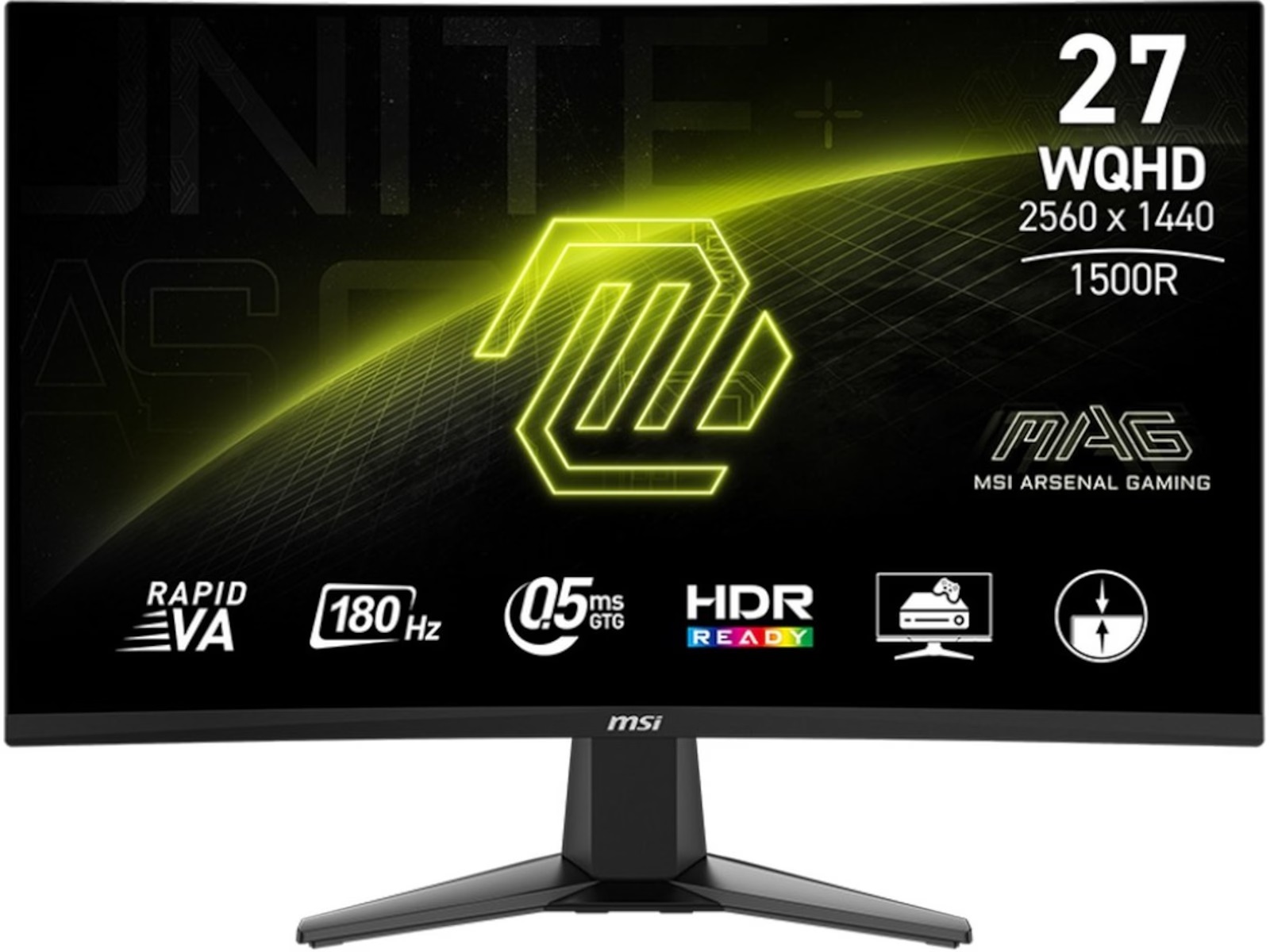 MSI 27 gamingskärm MAG 27CQ6F, 2560x1440 VA, 180Hz, 0.5ms, 5000:1, 2xHDMI/DP