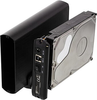 Externt kabinett för 1x3,5 SATA-hårddisk, USB 3.0, alu, sv
