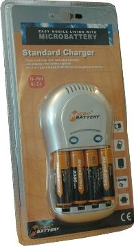 Micro Battery Charger w 4x2300mAh, Batteri 4XAA,